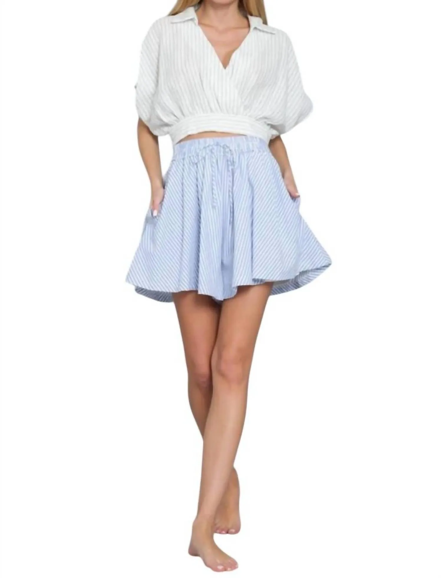 Aakaa - Marina Surplice Stripes Crop Top