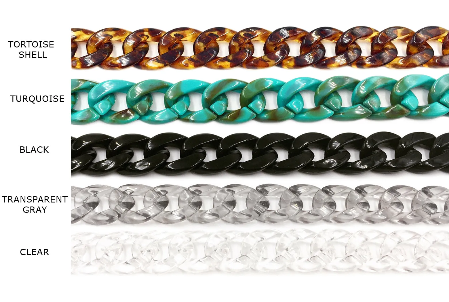AC1007 Acrylic Tortoise Curb Chain CHOOSE COLOR BELOW