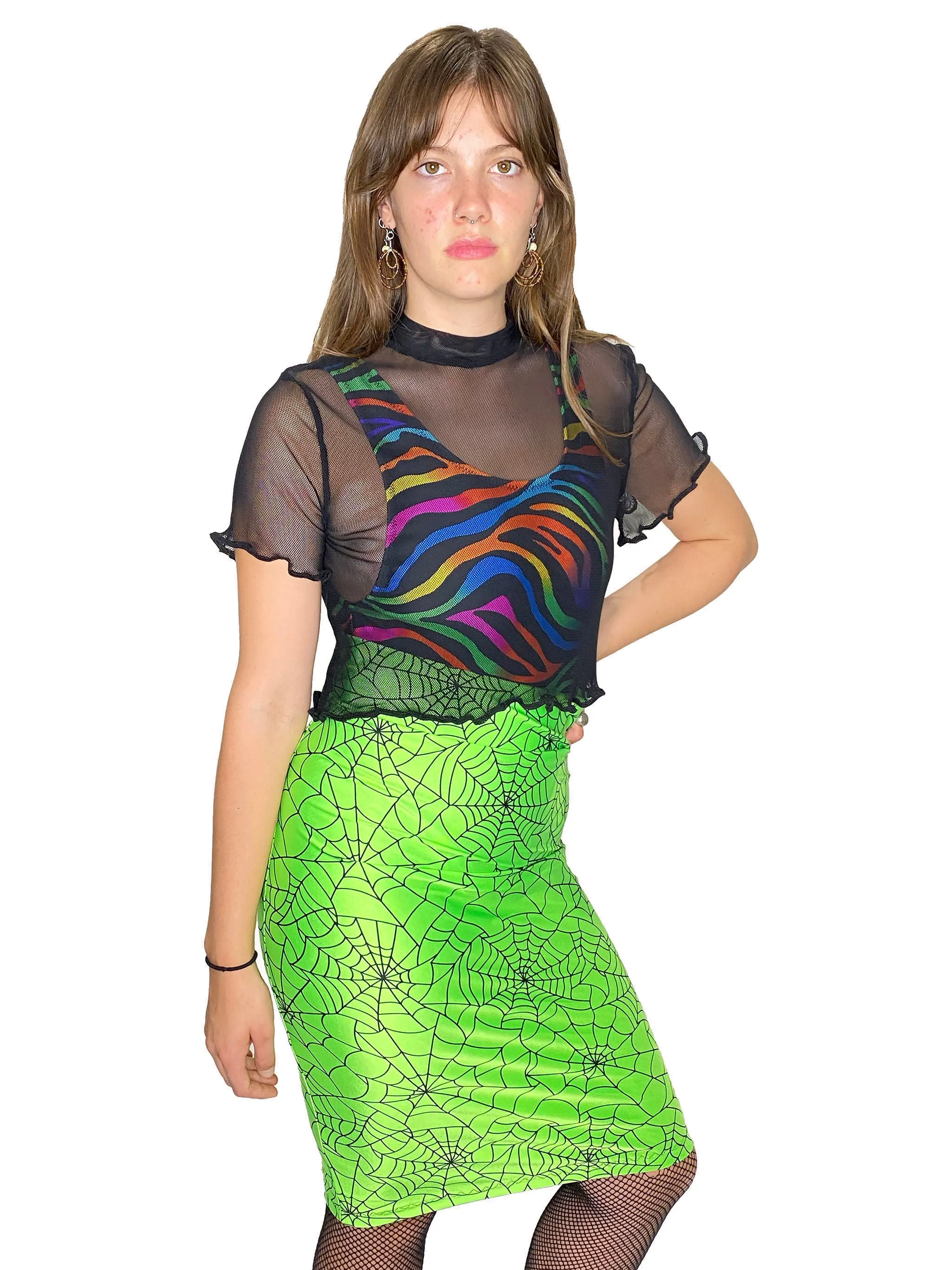Black Fishnet Mock Top