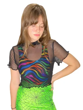 Black Fishnet Mock Top