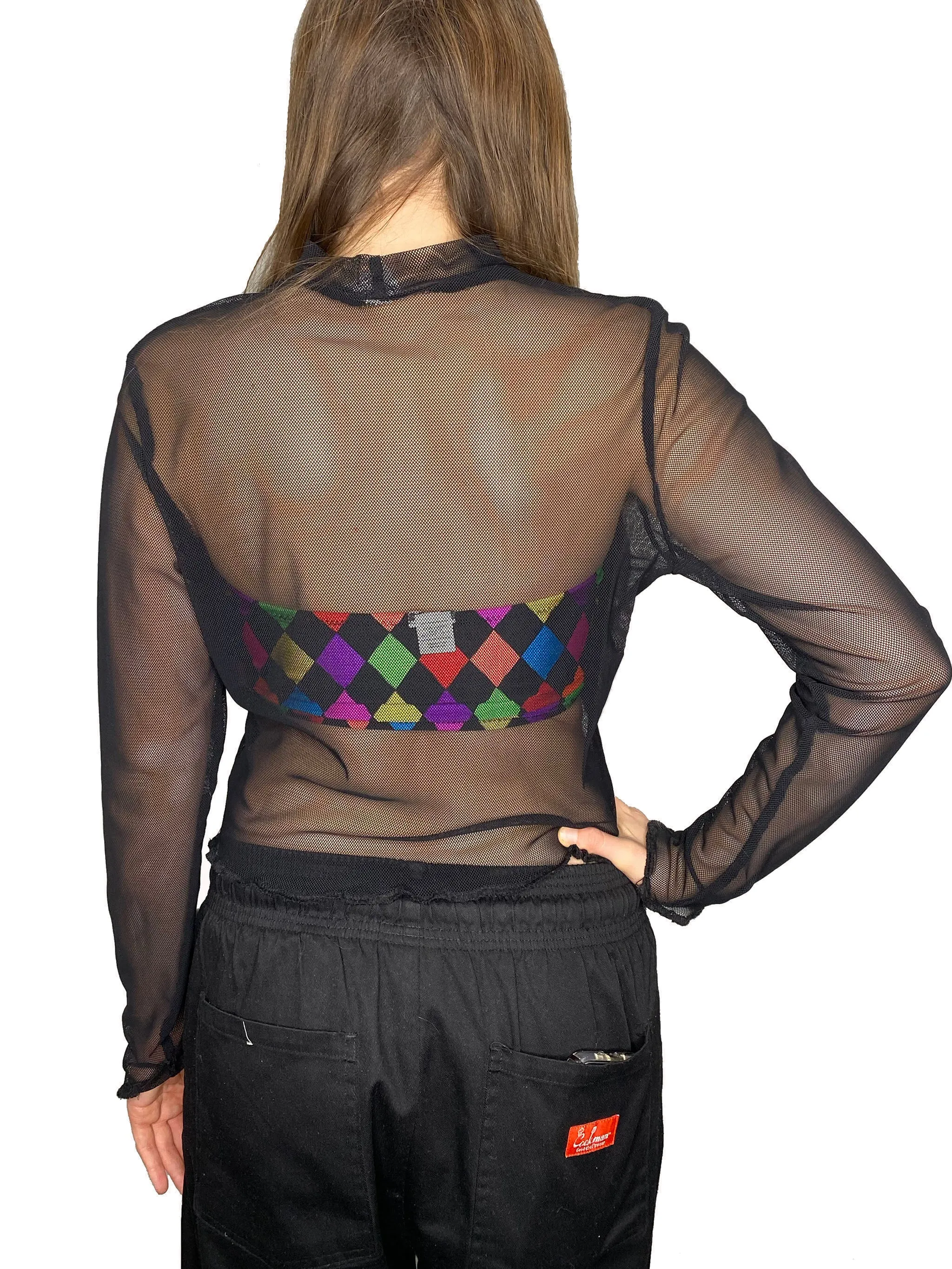 Black Fishnet Mock Top