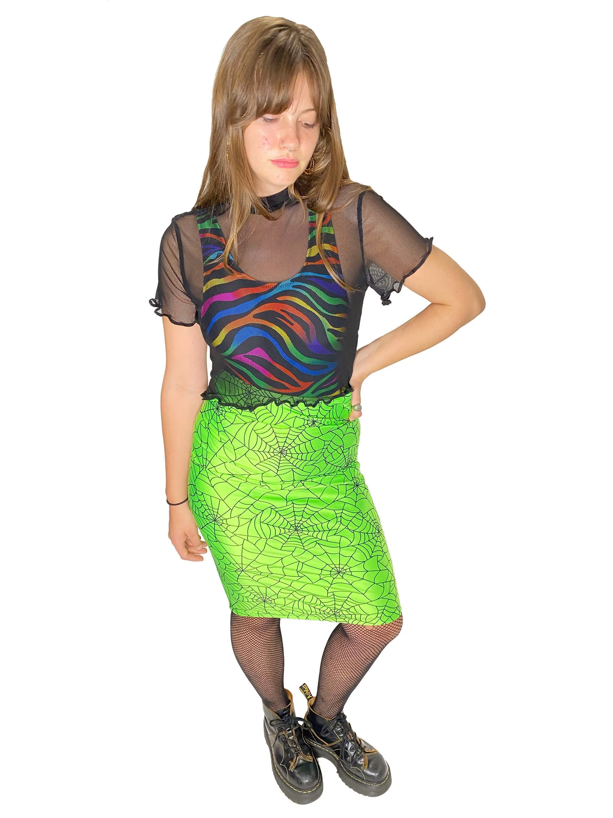 Black Fishnet Mock Top