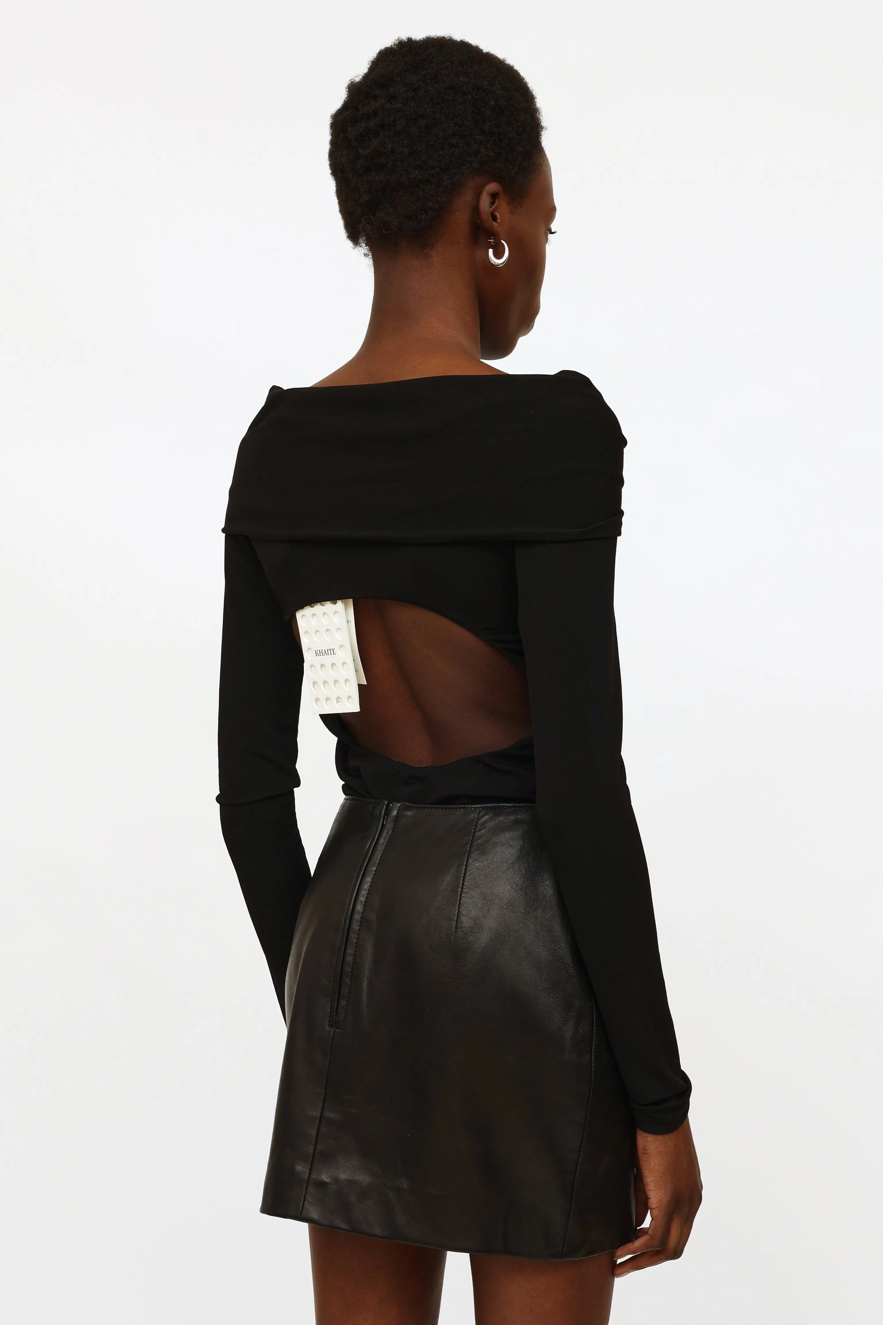 Black Off-Shoulder Twist Bodysuit