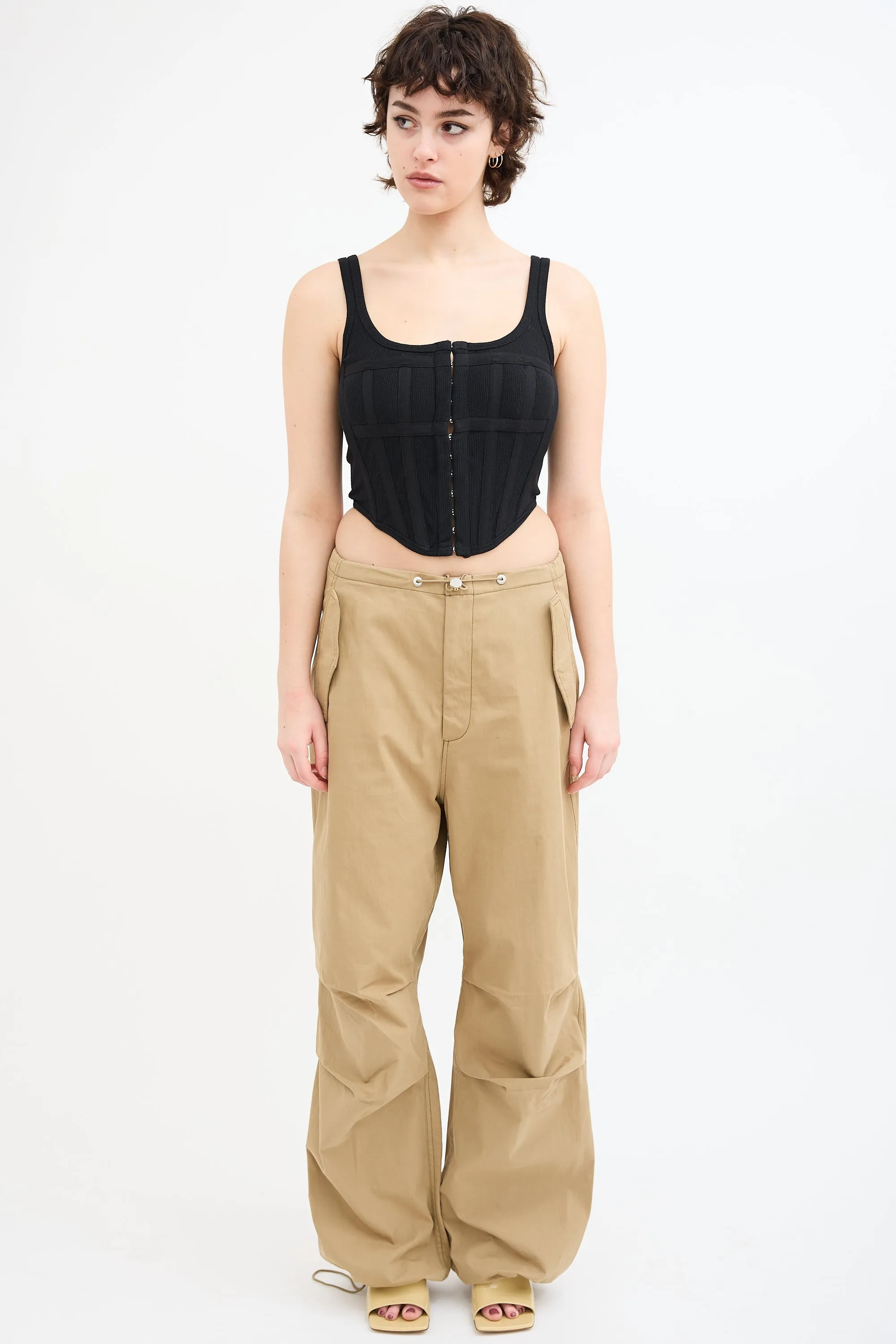 Black Ribbed Corset Top