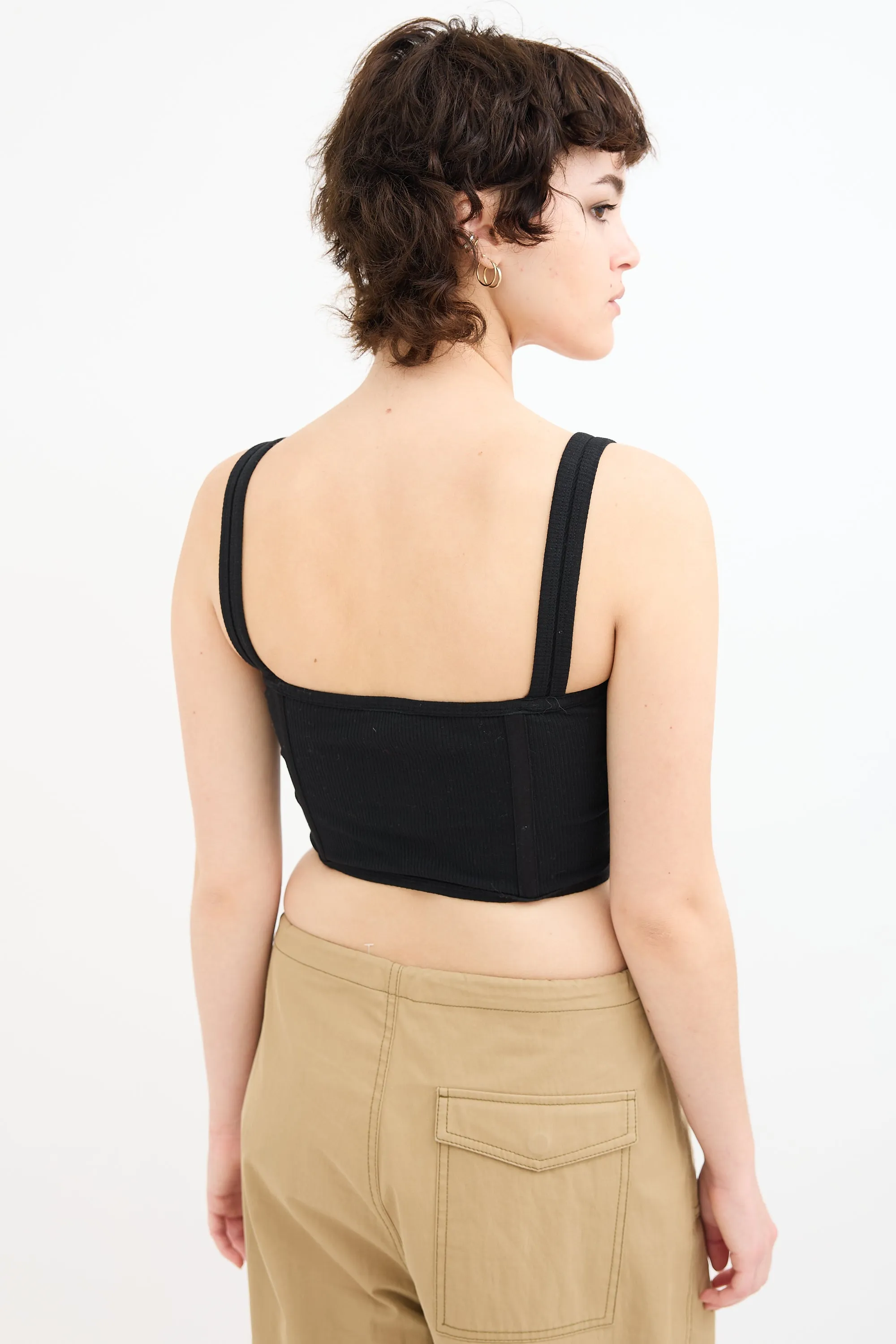 Black Ribbed Corset Top