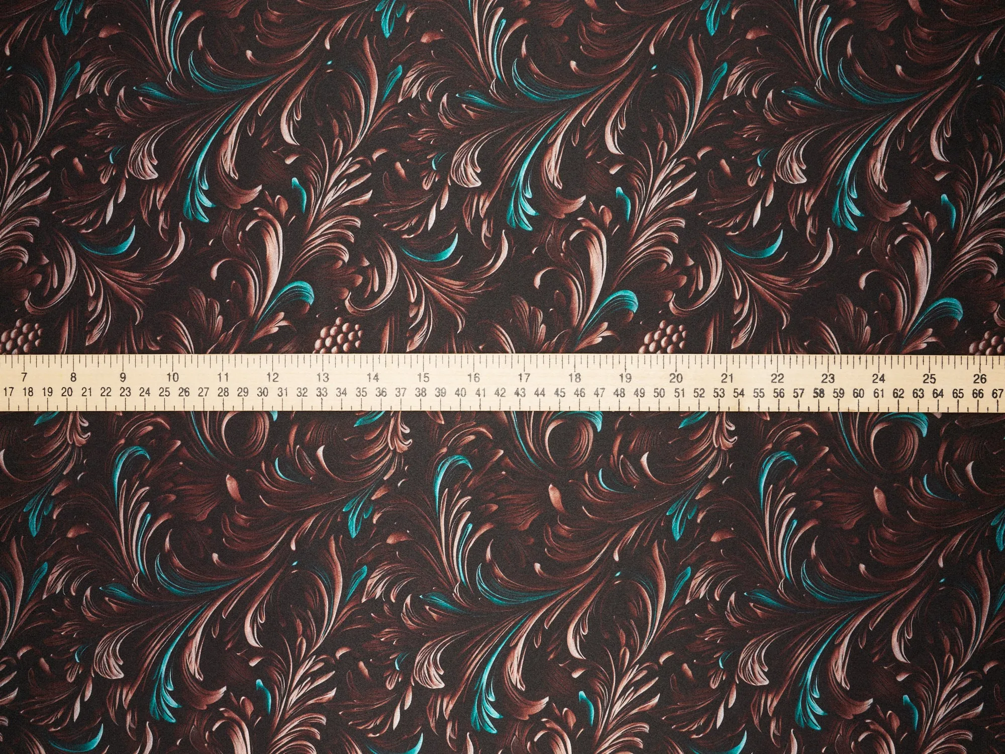 Charmeuse Satin  fabric by the yard -    Tooled leaves pattern