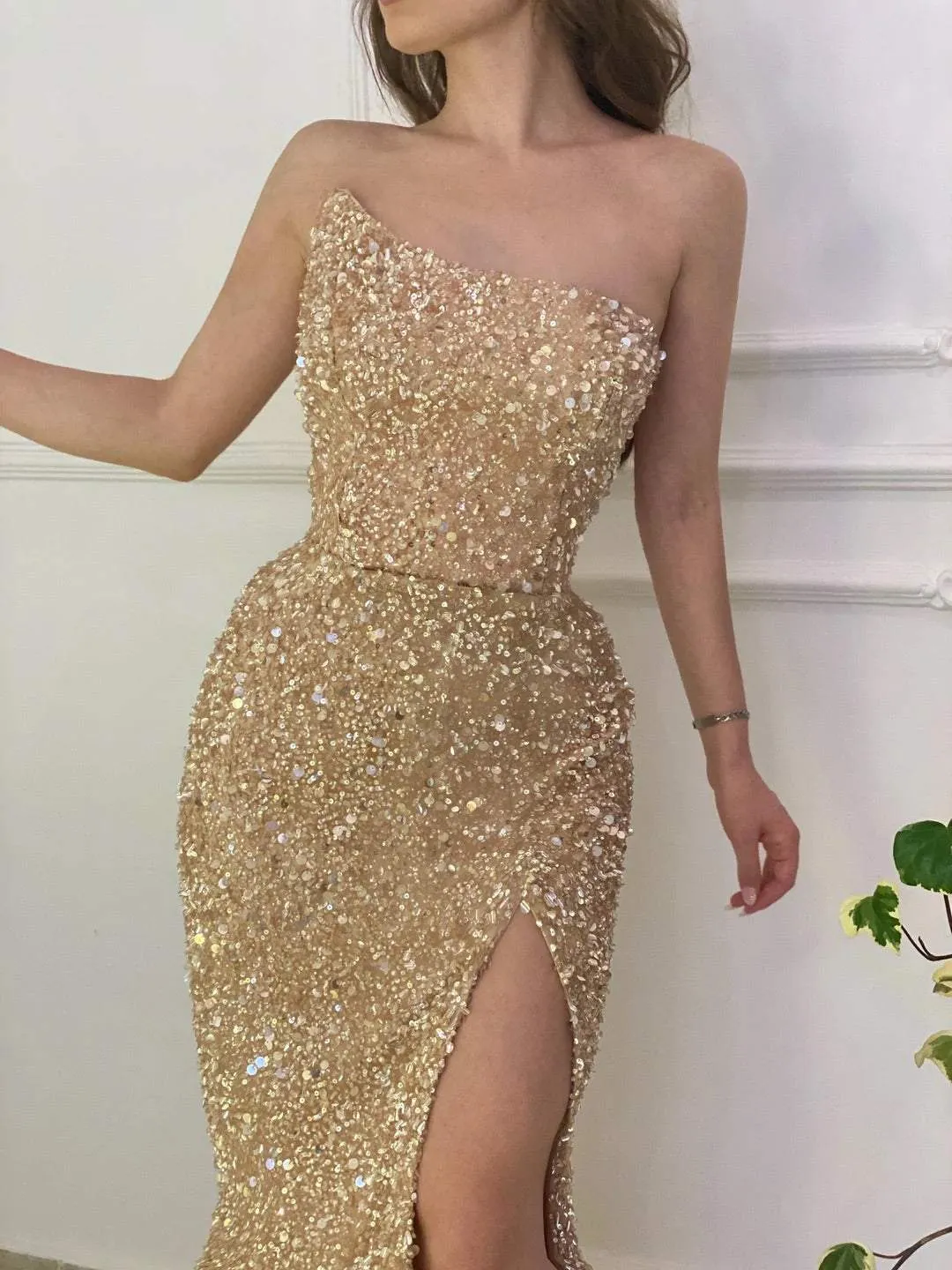 Elegant Beige Evening Dress
