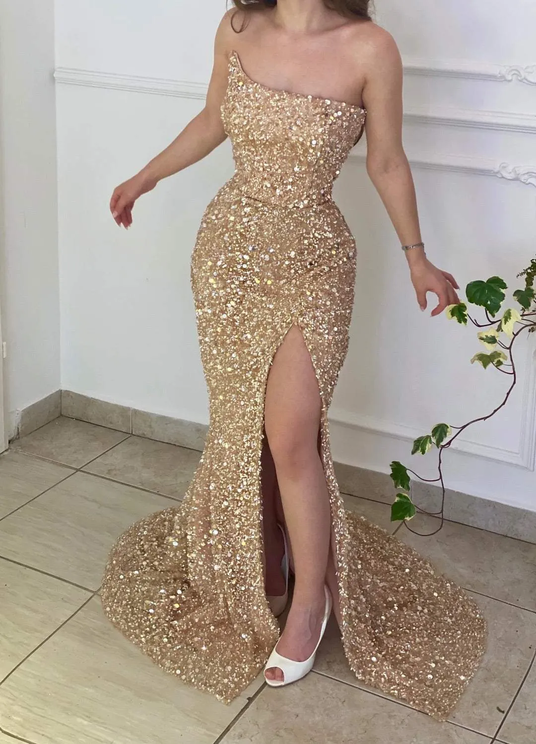 Elegant Beige Evening Dress