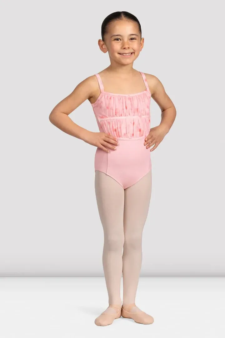 Girls Brooke Floral Mesh Back Leotard Candy Pink
