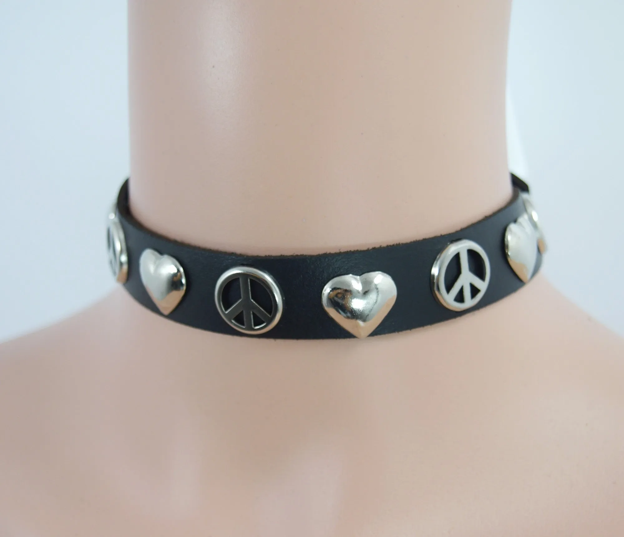 Gothic Emo Punk Black leather Choker Necklace