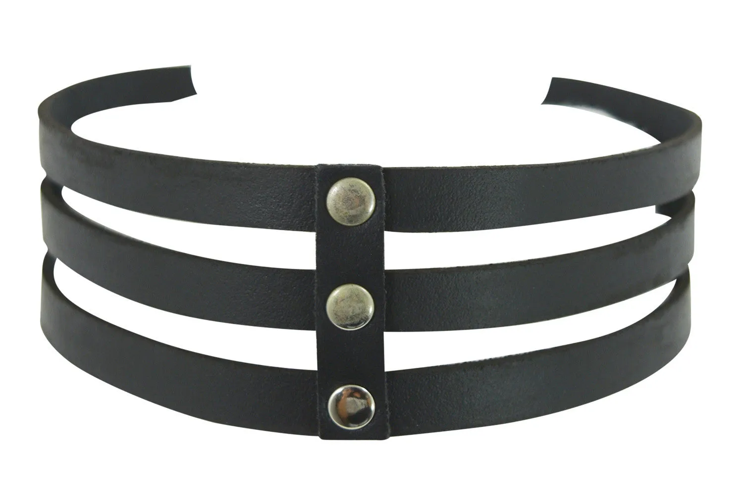 Gothic Emo Punk Black leather Choker Necklace
