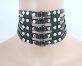Gothic Emo Punk Black leather Choker Necklace