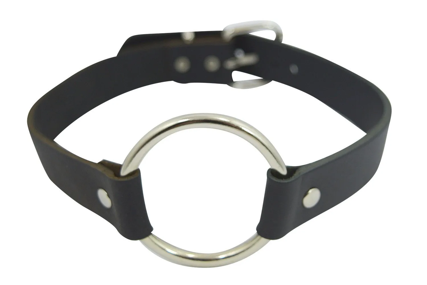 Gothic Emo Punk Rock O-Ring and studs Black Leather Choker Necklace