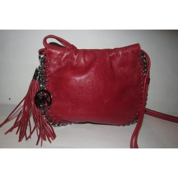 Michael Kors Circular Red Leather Crossbody
