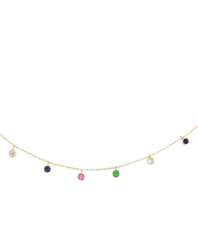 Multi-Color Gem Choker (Gold)