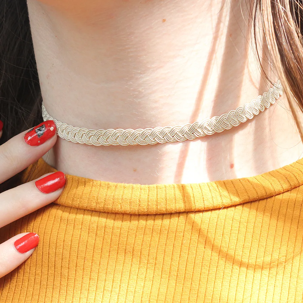 Muxi Simpita Silver Braided Choker Necklace