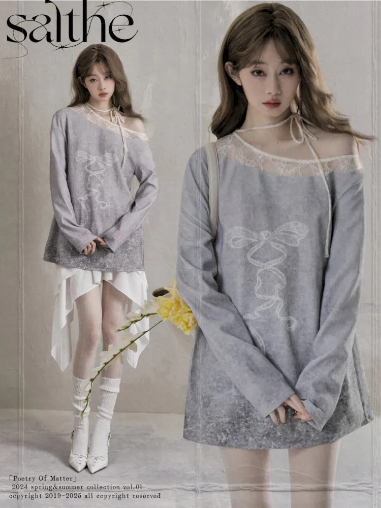 Off Shoulder Long Sleeve t-shirt【s0000007787】