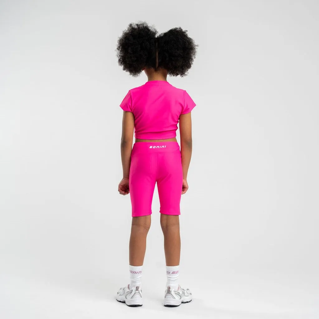 Pink Girls Bonini Ruched Top BNC003