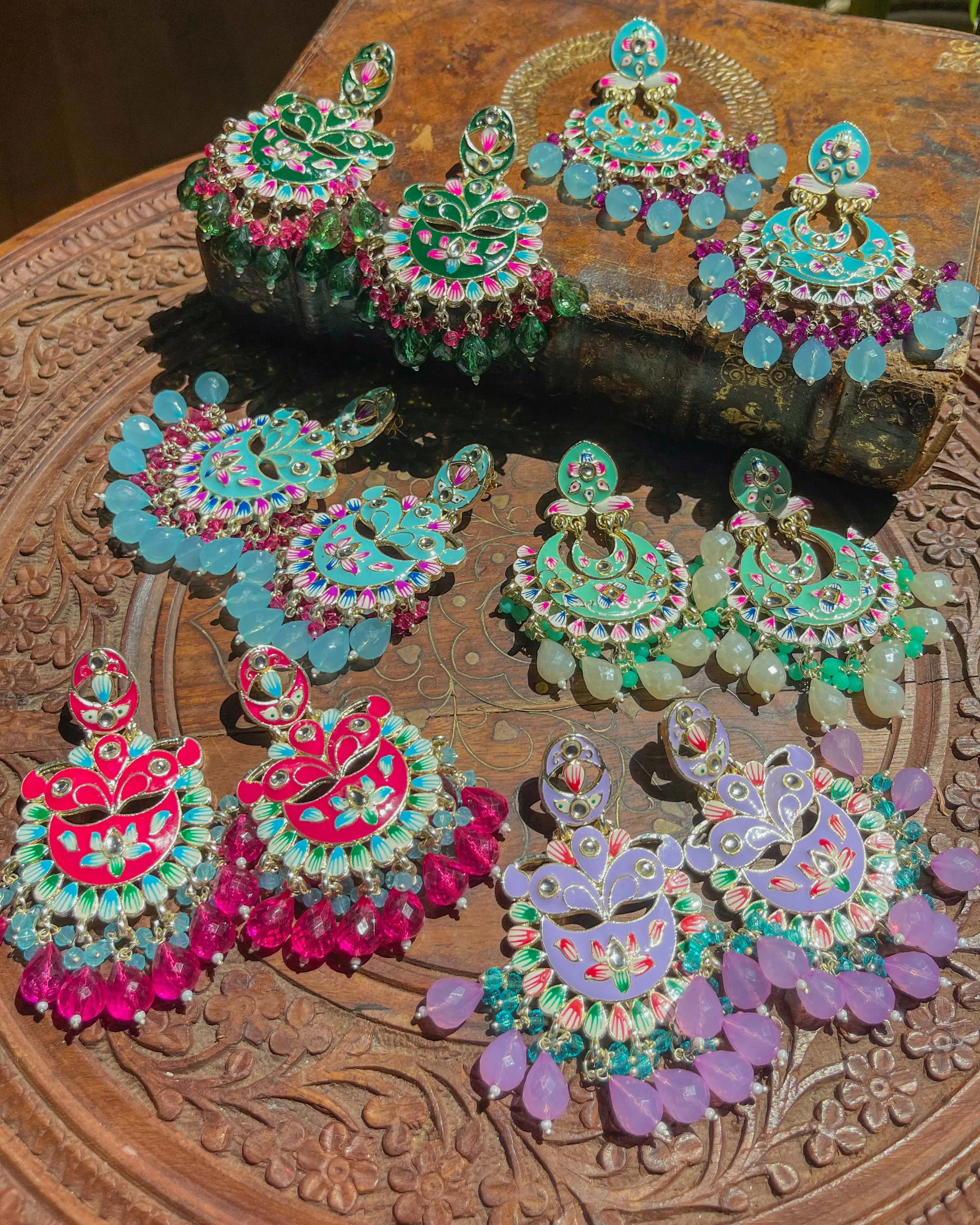 Statement bohemian earrings - Pink