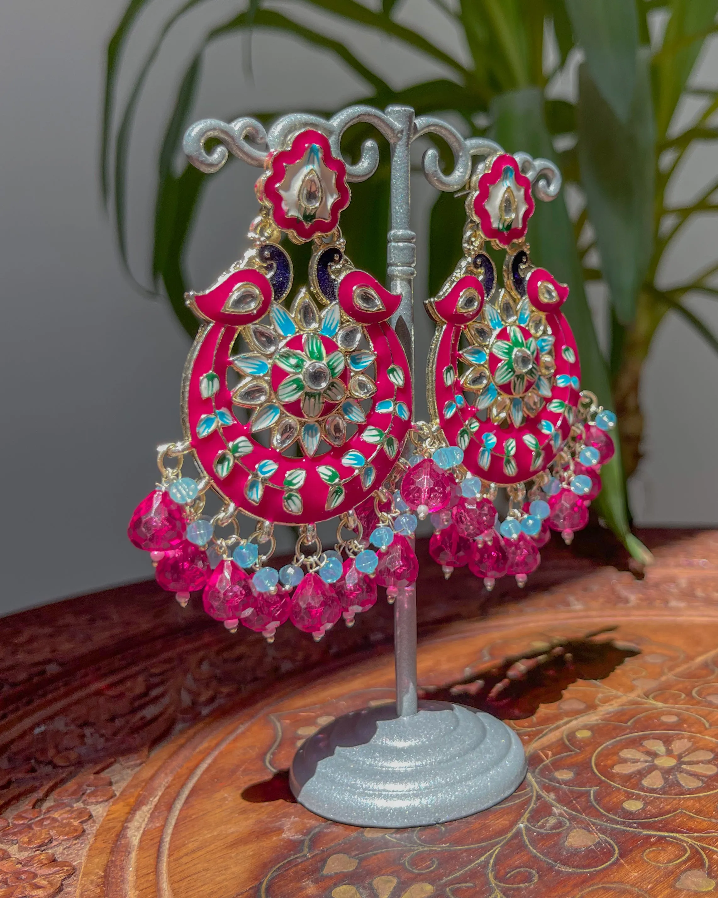 Statement bohemian earrings - Pink
