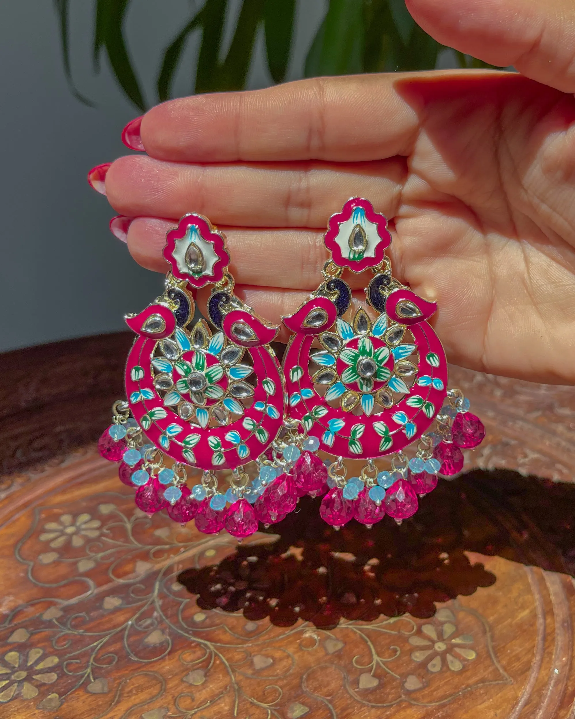 Statement bohemian earrings - Pink