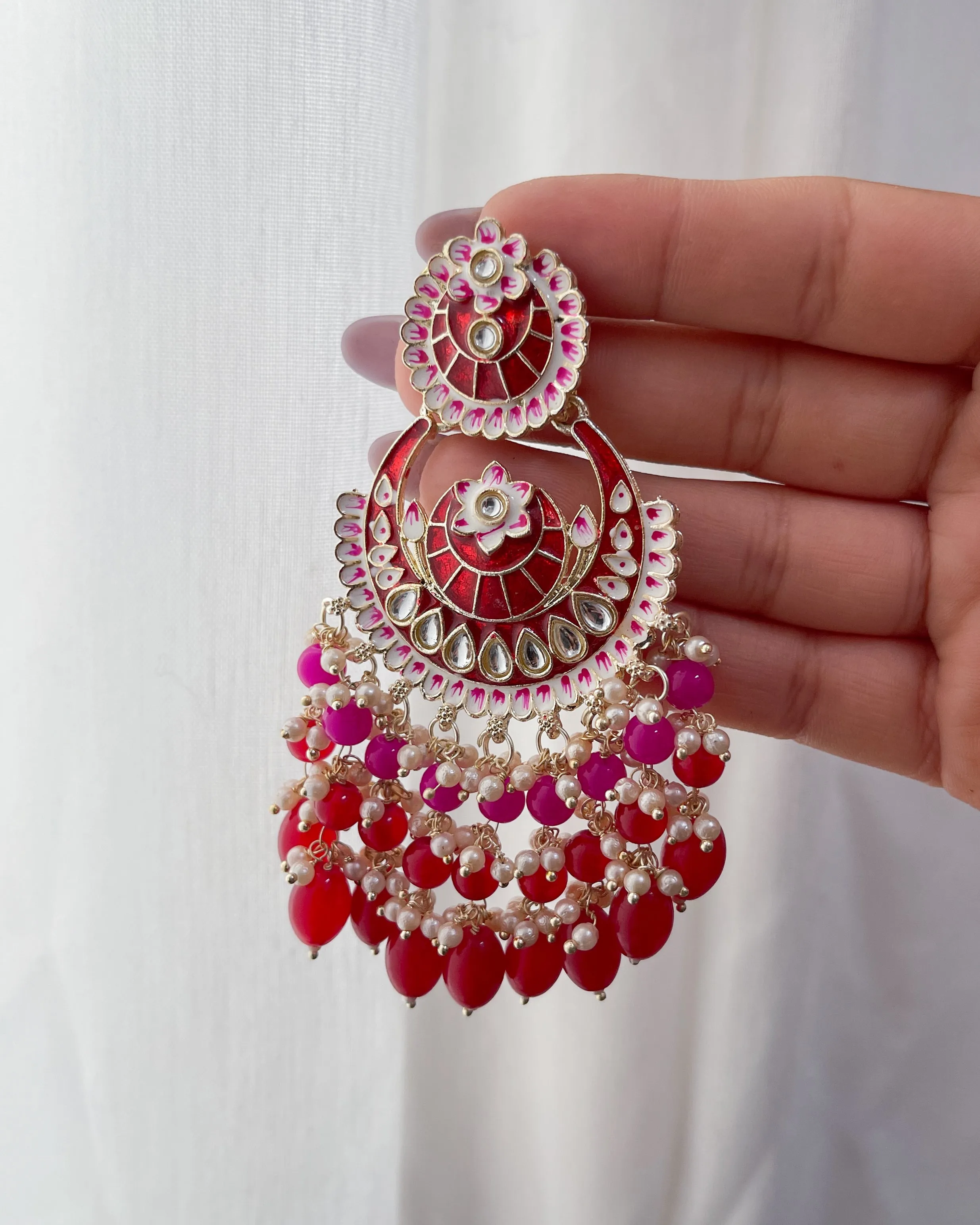 Statement bohemian earrings - Rouge