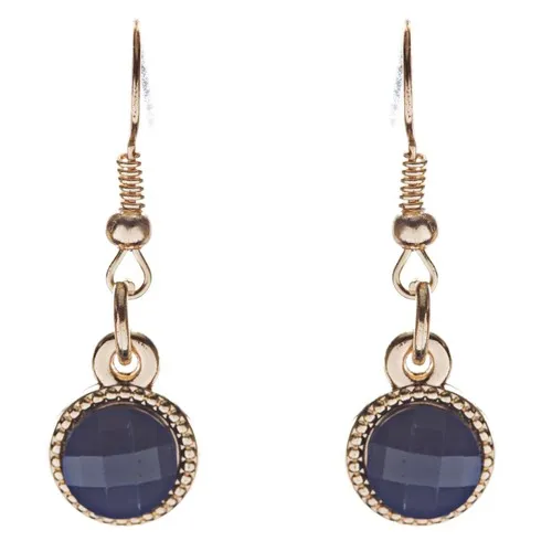Statement Faceted Gem Bib Style Bold Fashion Necklace Set Gold Blue Navy
