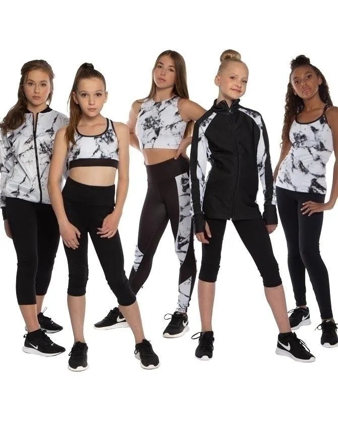 White Marble Popcolour Racer Strap Crop